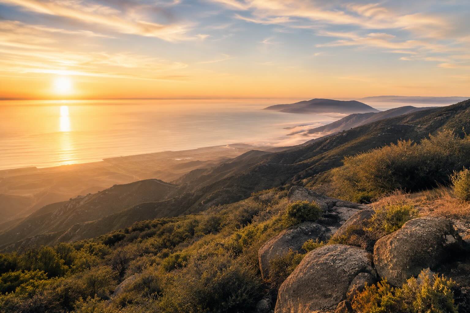A calm California overlook at dawn